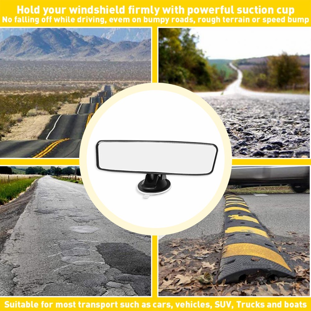 1X Universal Car Inside Rearview Rear View Mirror Wide-angle w/Suction Cup Truck
