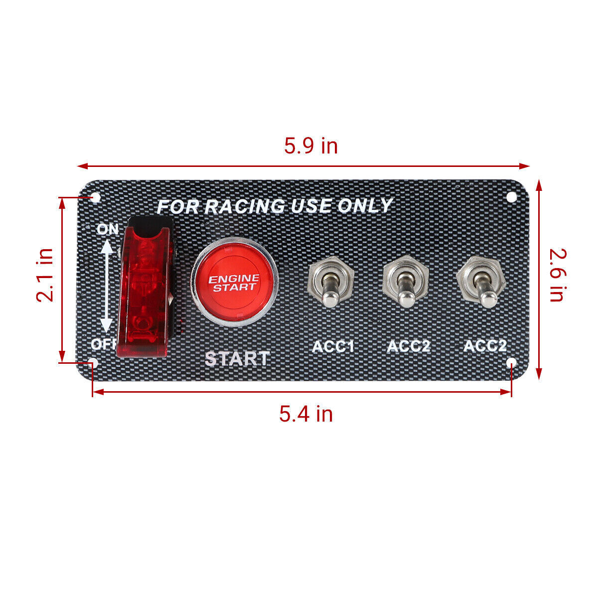 Carbon Ignition Switch Panel Engine Start Push Button LED 12V Toggle Racing Car