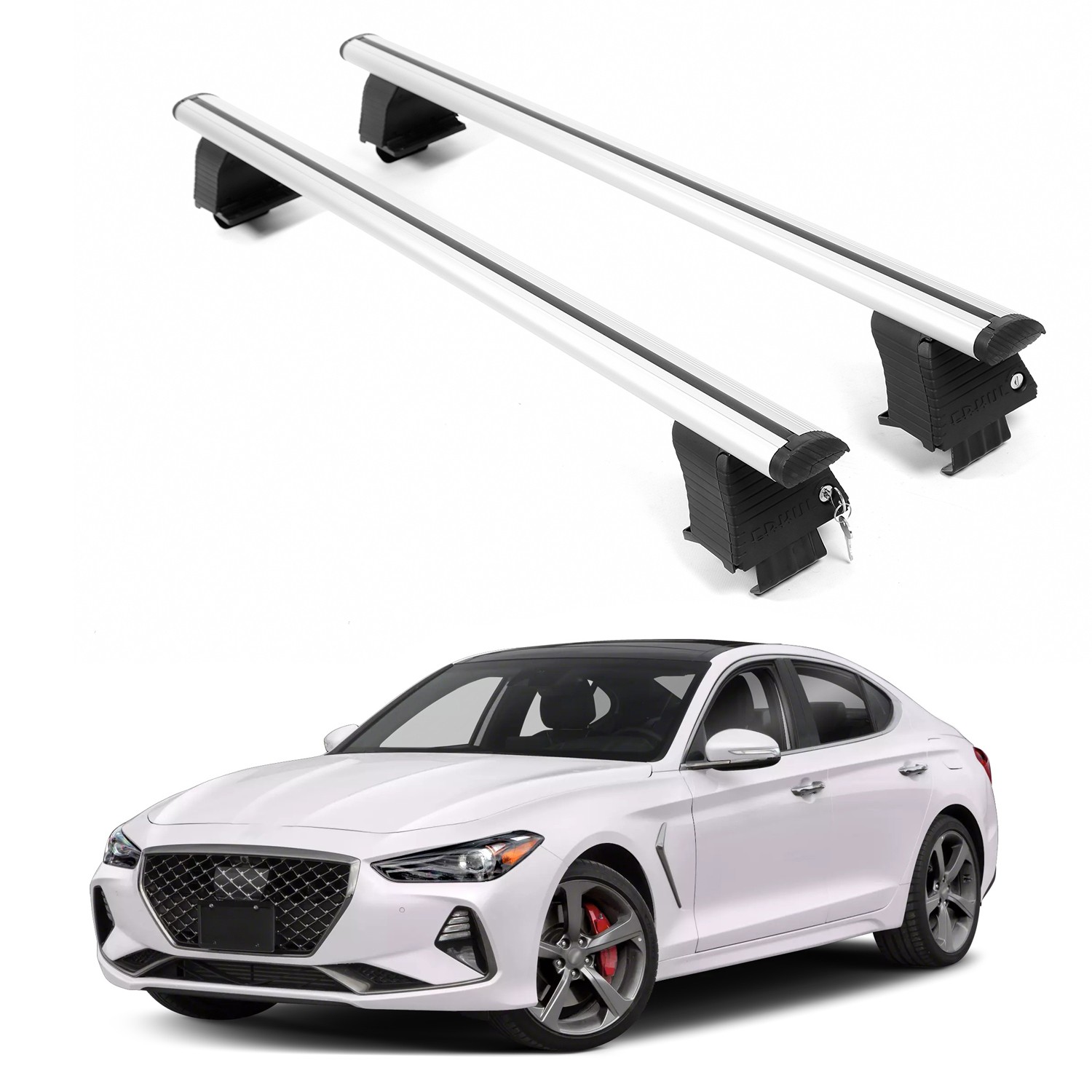 Open Box Roof Rack Crossbars For GENESIS G70 2019-2026 Naked Roof Silver