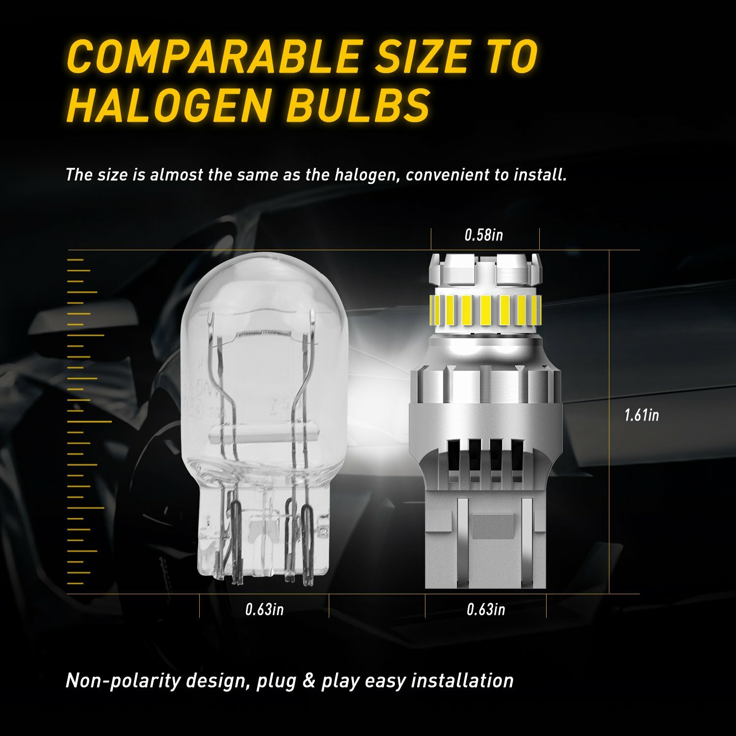 2X 7443 7440 LED 6500K Reverse Backup Brake Tail Stop Parking Light Bulbs CANBUS