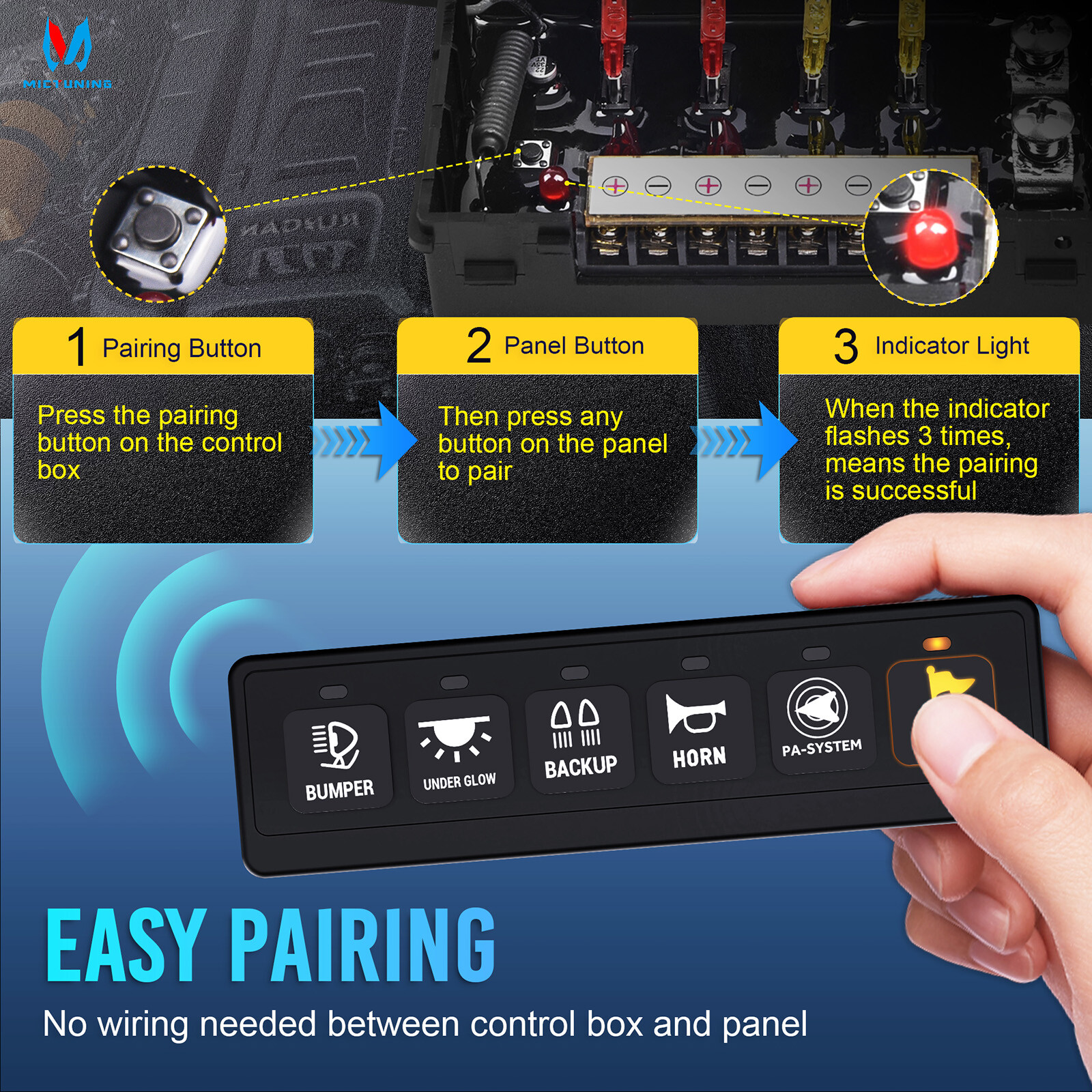 6 Gang Wireless Switch Panel,12V 80A Circuit Control Relay System Pods for Truck