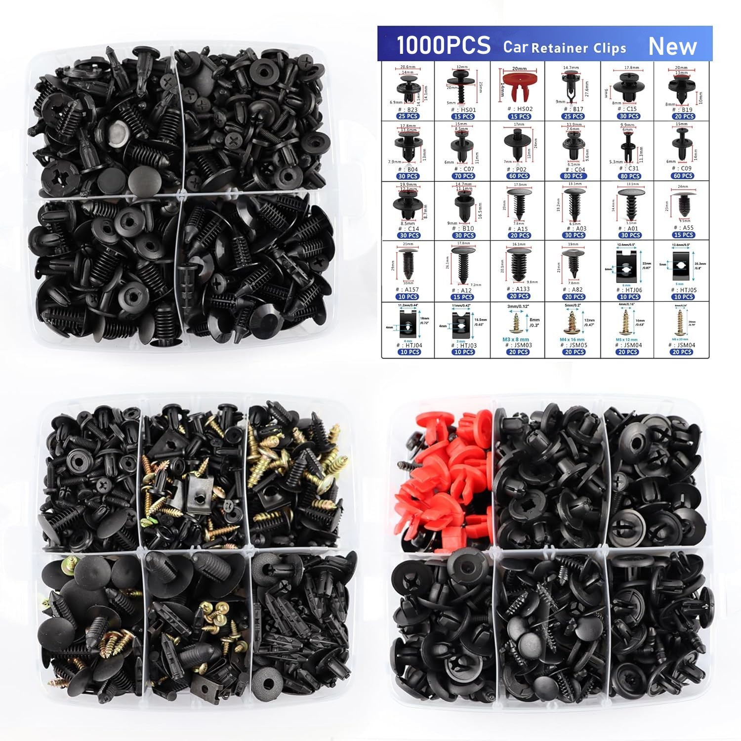 1000PCS Car Push Retainer Bumper Clip U Clip Screw Door Panel Clips Metal Screw