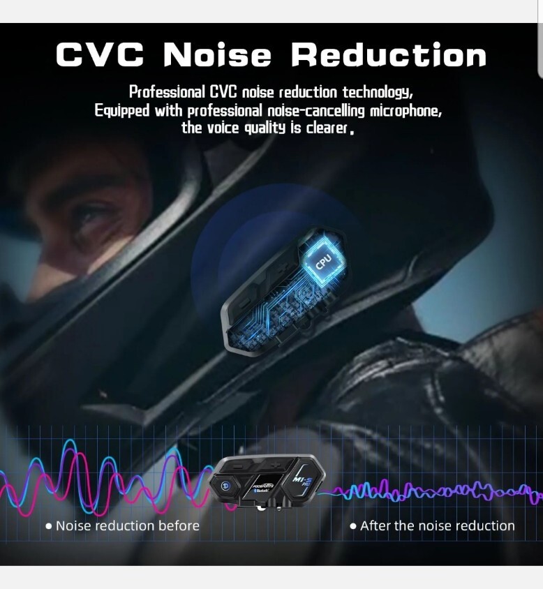 2x M1-S Pro Motorcycle Intercom Bluetooth Headset Helmet Interphone System 2000m