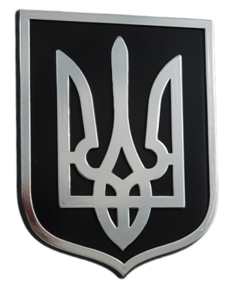 Ukraine Trident Tryzub Black Chrome plastic car emblem decal sticker crest UBC
