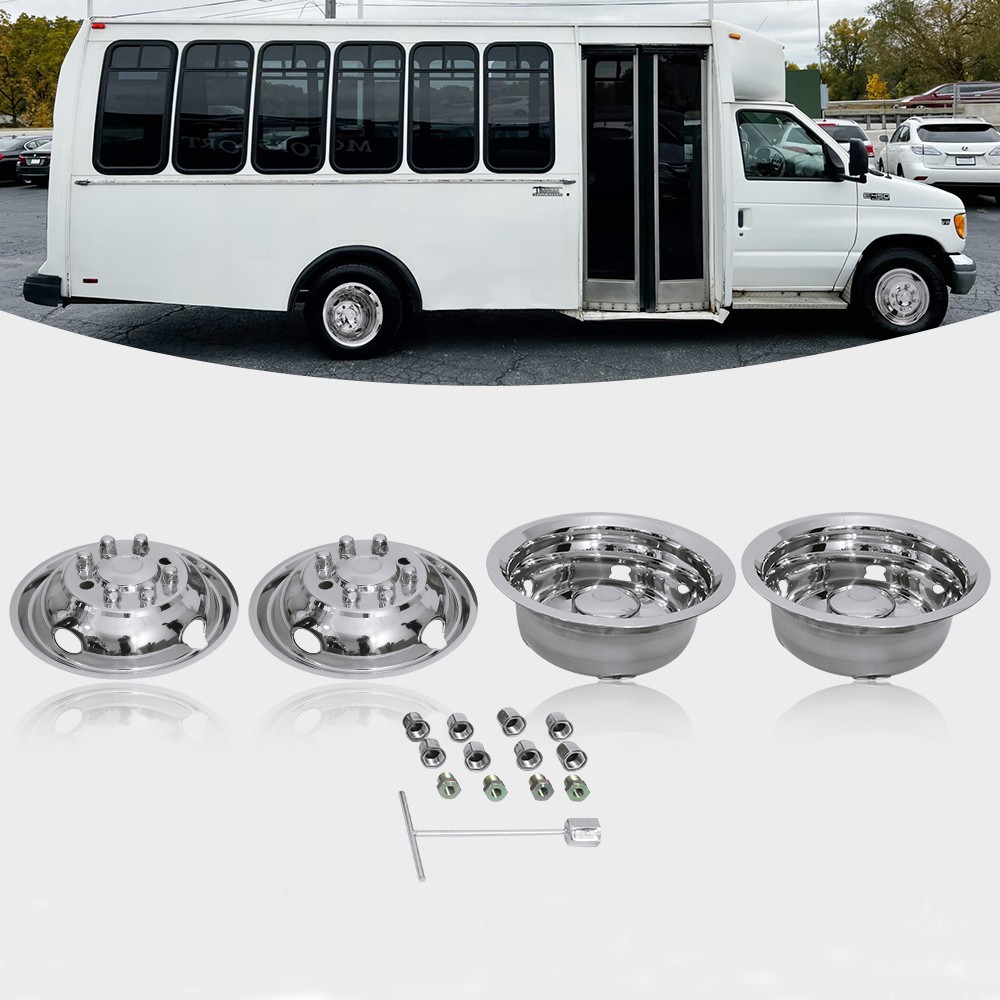 16” Stainless Steel Wheel Simulators 8 Lug for 2008-2025 Ford E350/E450 RV