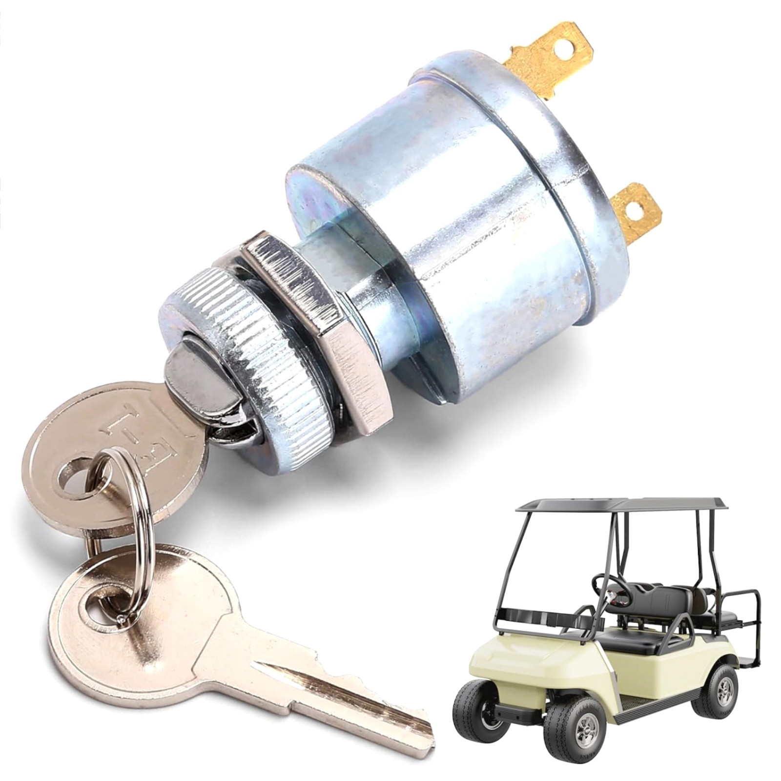 Metal+Plastic Ignition Switch 2-Terminal – Replacement for EZGO 1981+ Models
