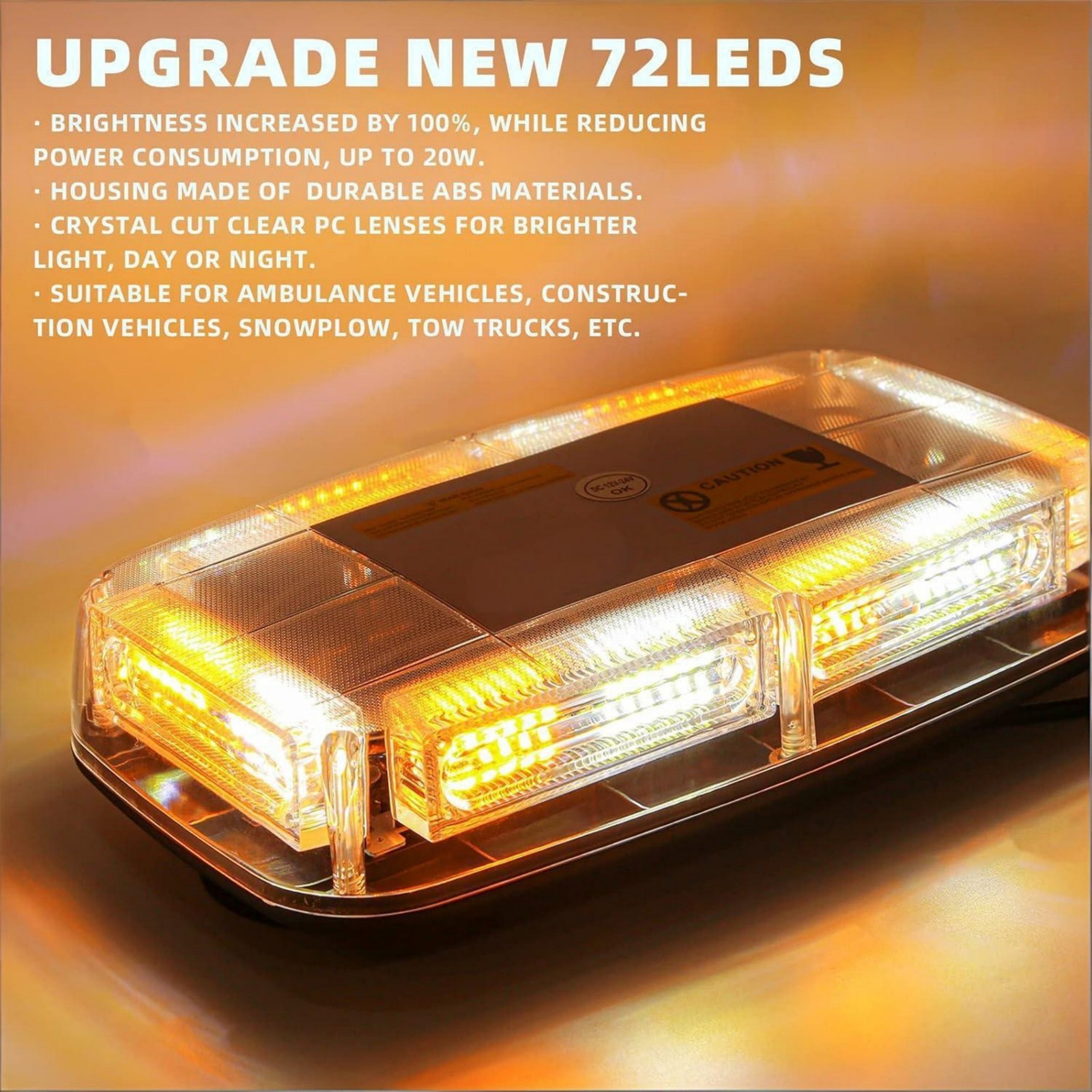 Hewworth 72 LED Strobe Beacon Light Rooftop Emergency Warning Hazard Flash
