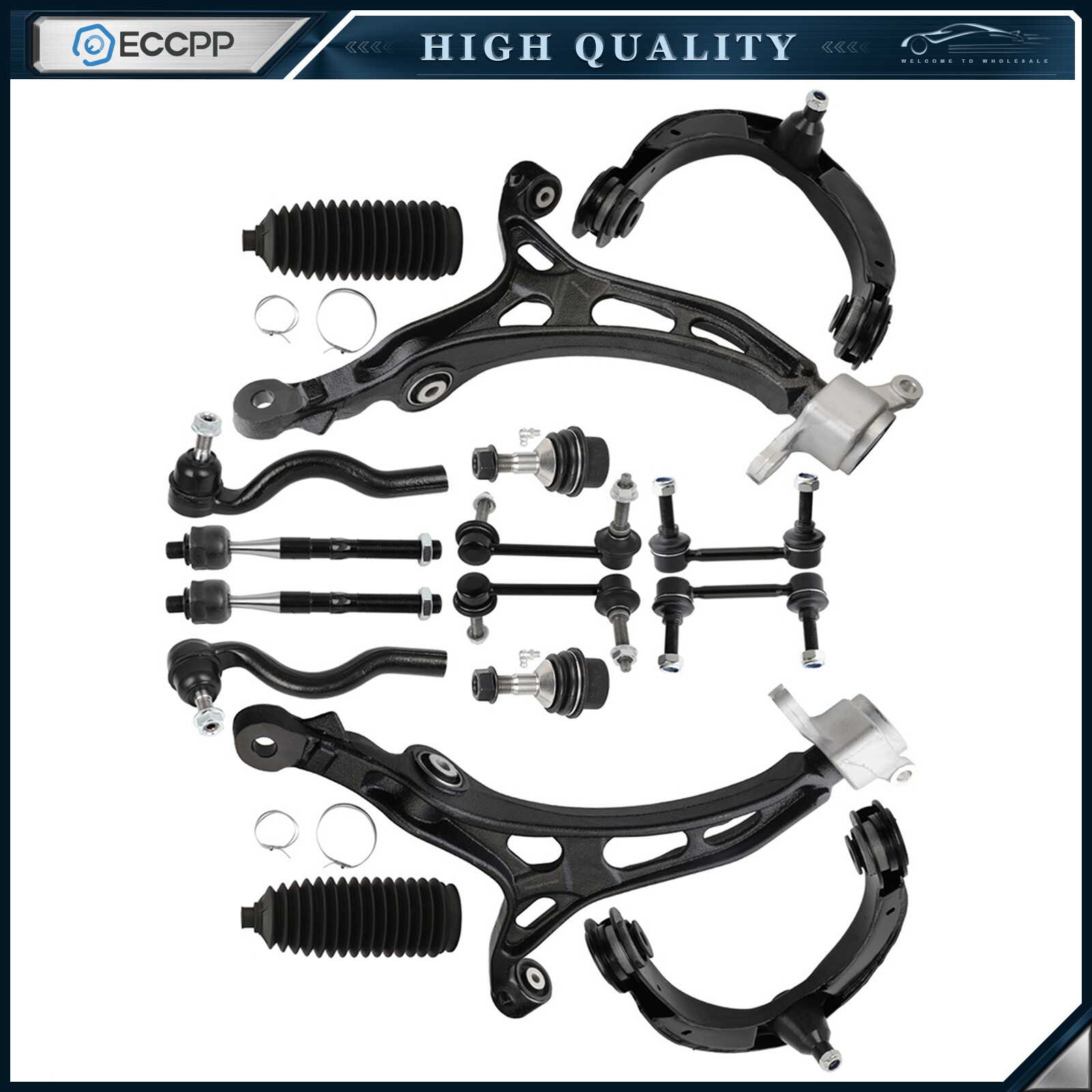 16x Front Upper & Lower Control Arm Suspension Kits For 2011-2015 Dodge Durango