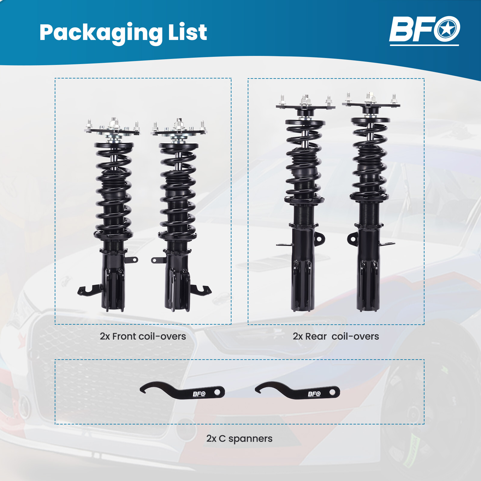 BFO Coilovers Shocks Struts Kit For Toyota Corolla AE92 AE101 AE111 1988-2002