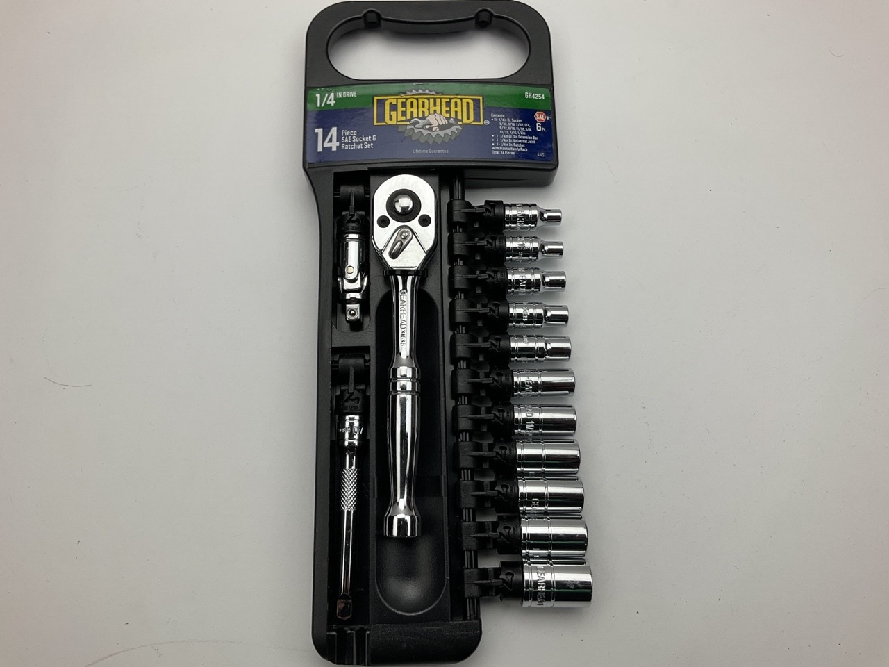 Gearhead GH4254 1/4″ SAE Drive Socket & Ratchet Handle Set, 14-Piece