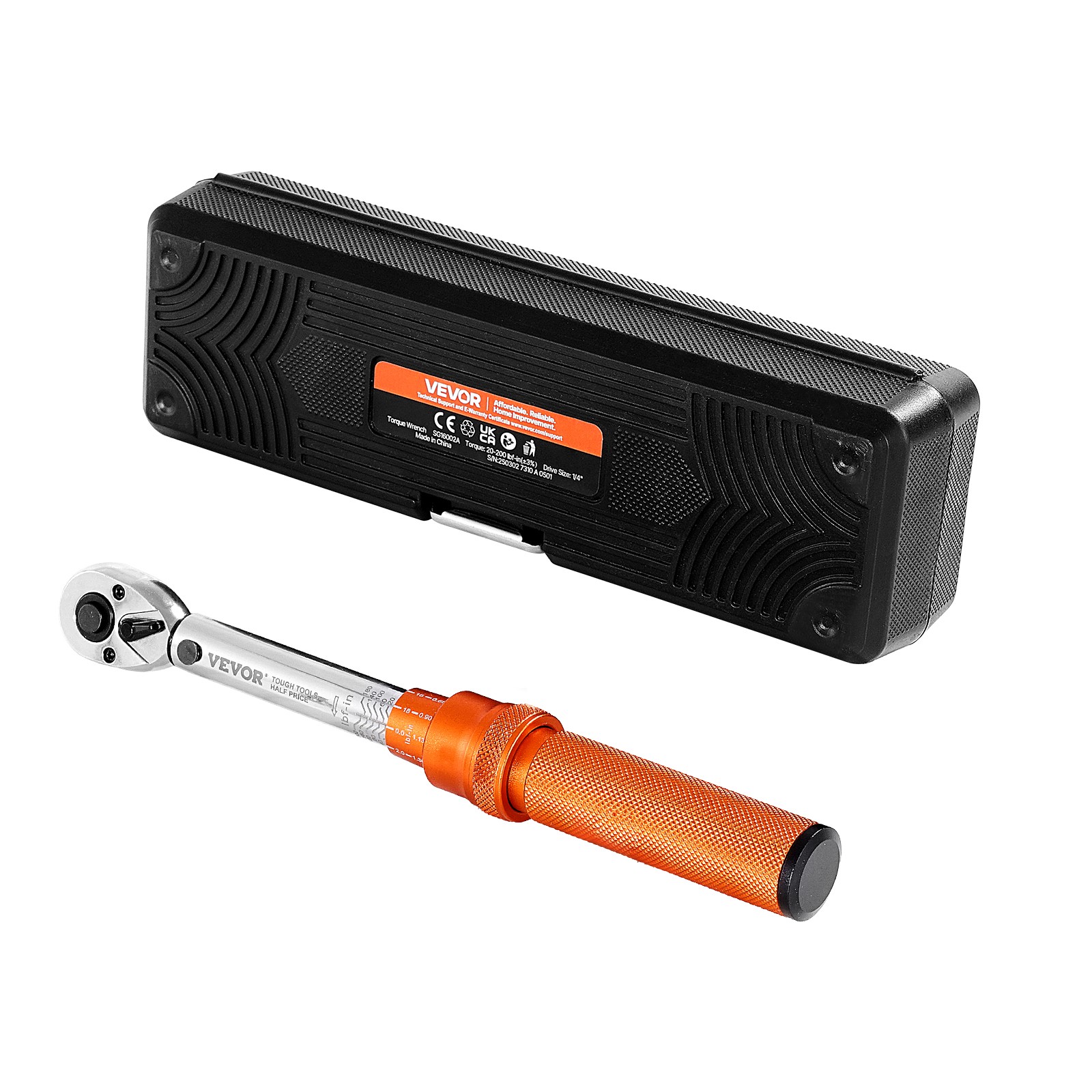 VEVOR Click Torque Wrench Set 1/4 Inch Drive 20-200lbf-in /2.3-22.6N.m 72-Tooth