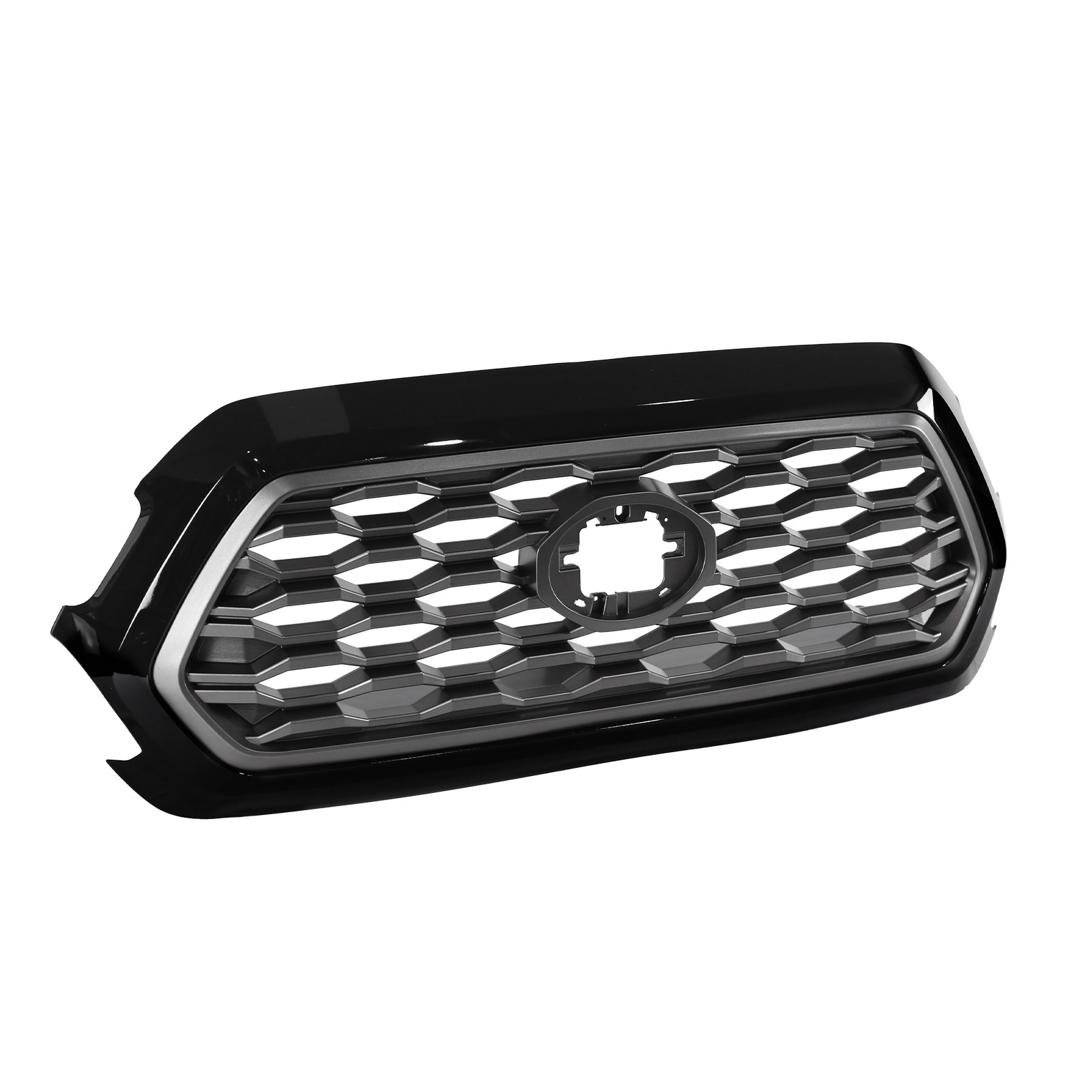 Gloss Black+Gray Front Upper Bumper Grille Assembly For Toyota Tacoma 2016-2023