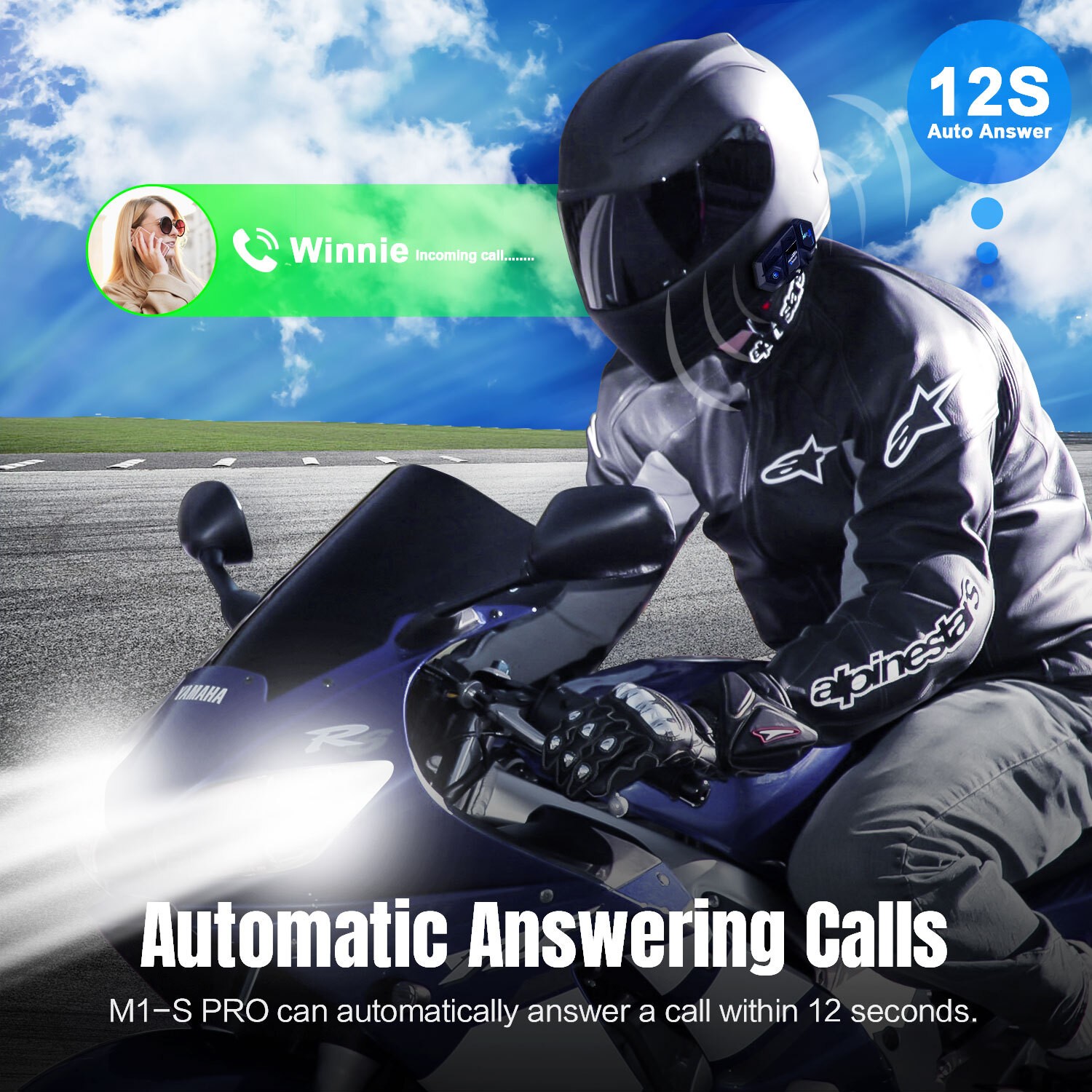 M1-S PRO 2000m 8 Riders Motorcycle Helmet Intercom Motorbike Bluetooth Headset