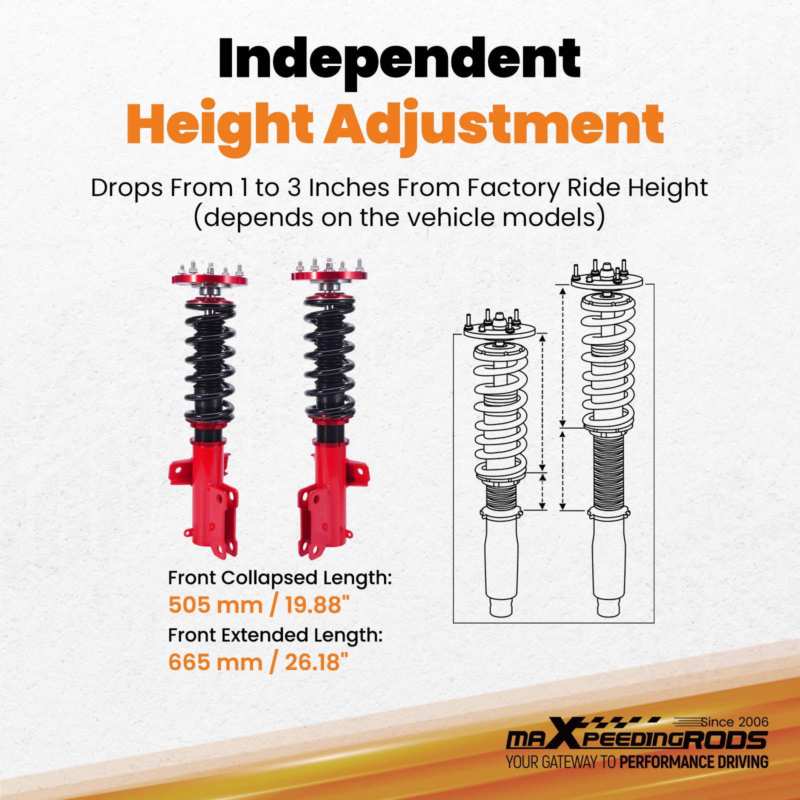 MaXpeedingrods Front Coilovers Suspension Kit For Ford Mustang & GT 2005-2014