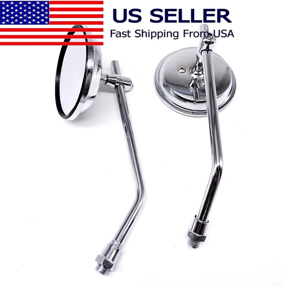 CHROME MOTORCYCLE ROUND REARVIEW SIDE MIRRORS 10MM UNIVERSAL FOR HONDA Kawasaki