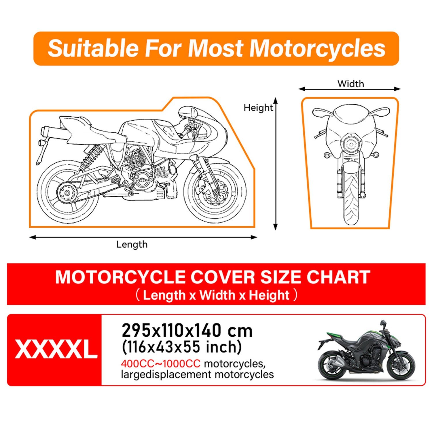 Waterproof Motorcycle Cover 4XL Outdoor Rain Dust Sun UV Bike Scooter Protector