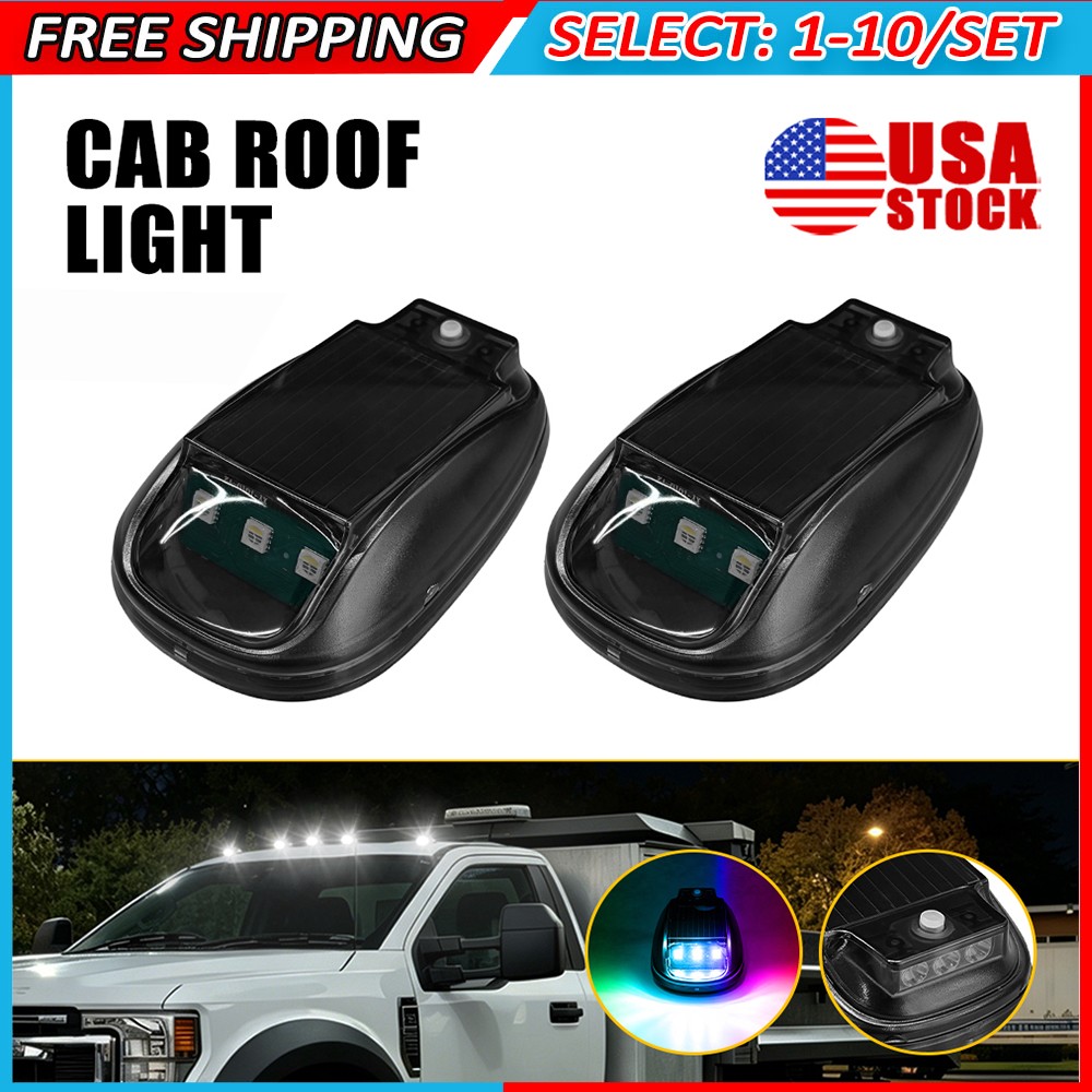 2-20x RGB Solar Strobe Light Wireless LED Car Roof Marker Lamp USB Rechargeable