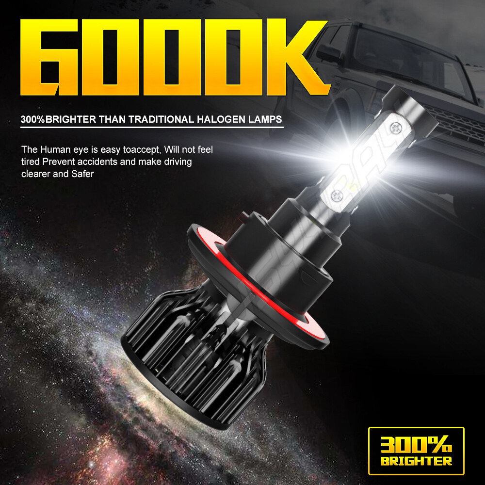 2X H13 9008 Super Bright LED Headlight Bulbs Kit 660000LM 6000K White Hi-Lo Beam