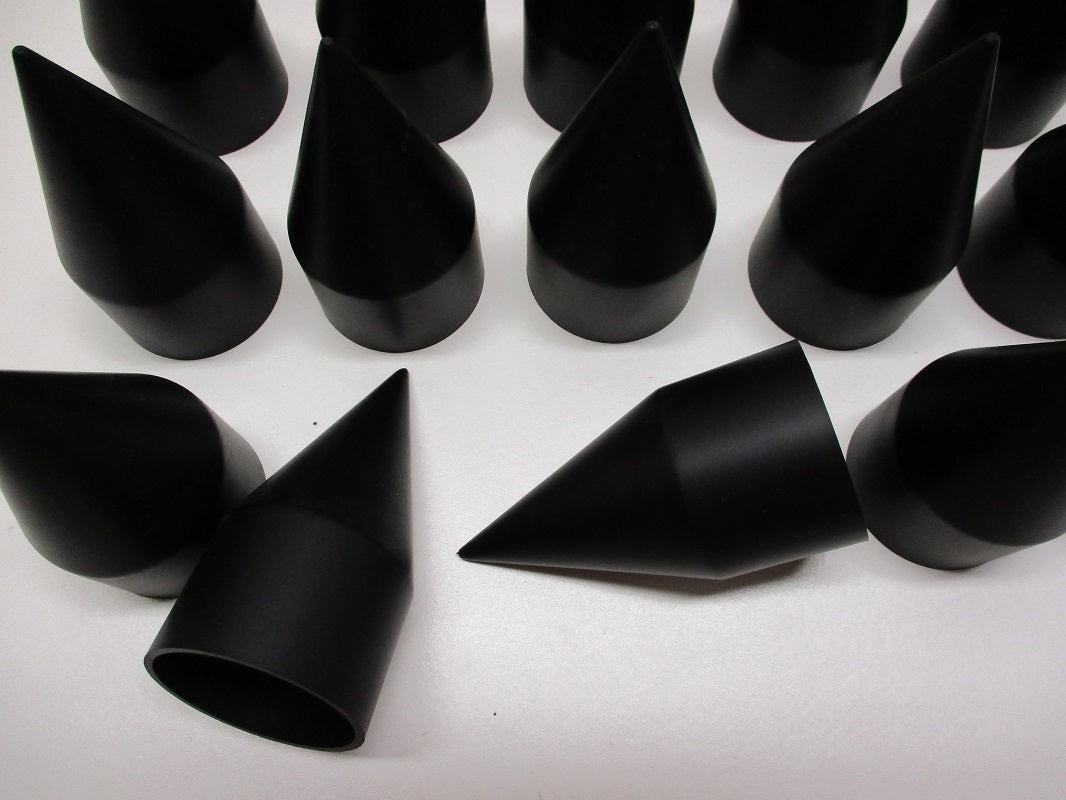(20) Wheel Lugnut Black Plastic 33mm Thread On Spike Nut Covers Caps / 4 1/8″