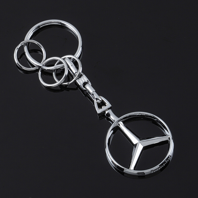 Chrome Silver Metal Car Keychain Keyring Key Chain Accessories for Mercedes Benz