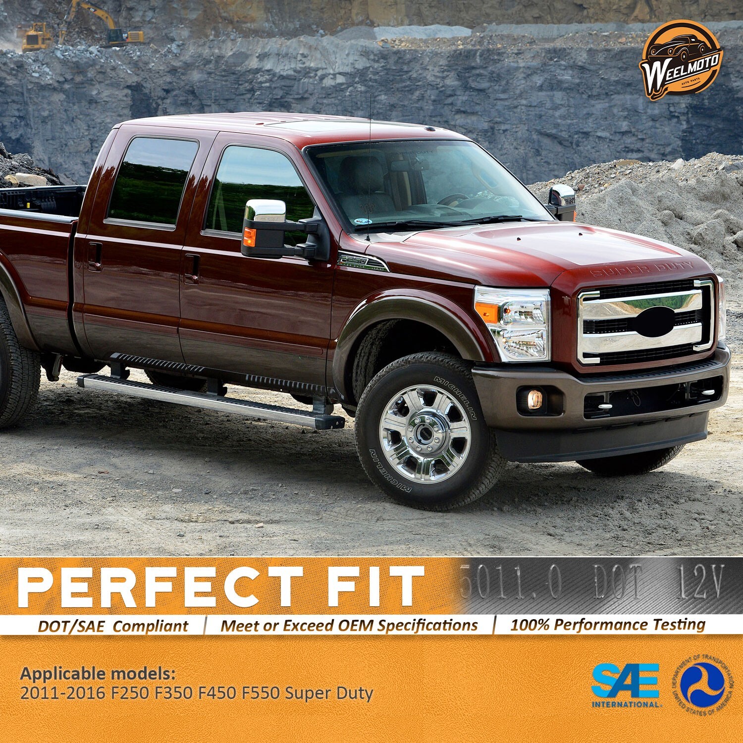Pair Headlights For 2011-2016 Ford F250 F350 F450 F550 Super Duty Chrome Amber