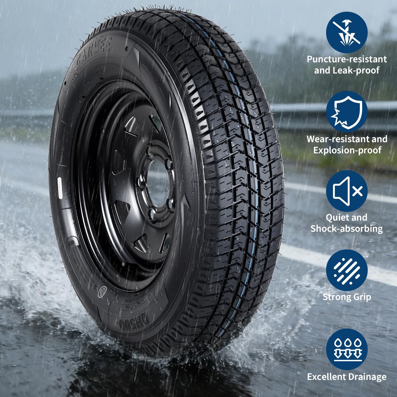 2-Pack Trailer Tire On Rim ST175/80D13 Trailer Tires and Wheels 5 Lug on 4.5 in