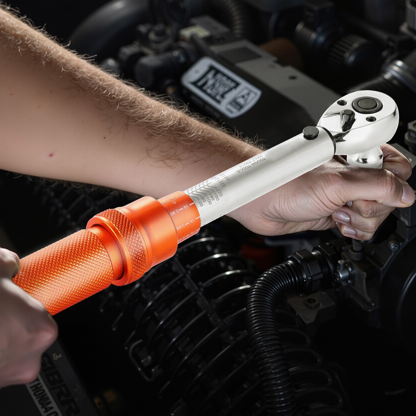 Click Torque Wrench Set 1/4Inch Drive 20-240 lbf-in/2.3-27.1N.m Orange 72-Tooth
