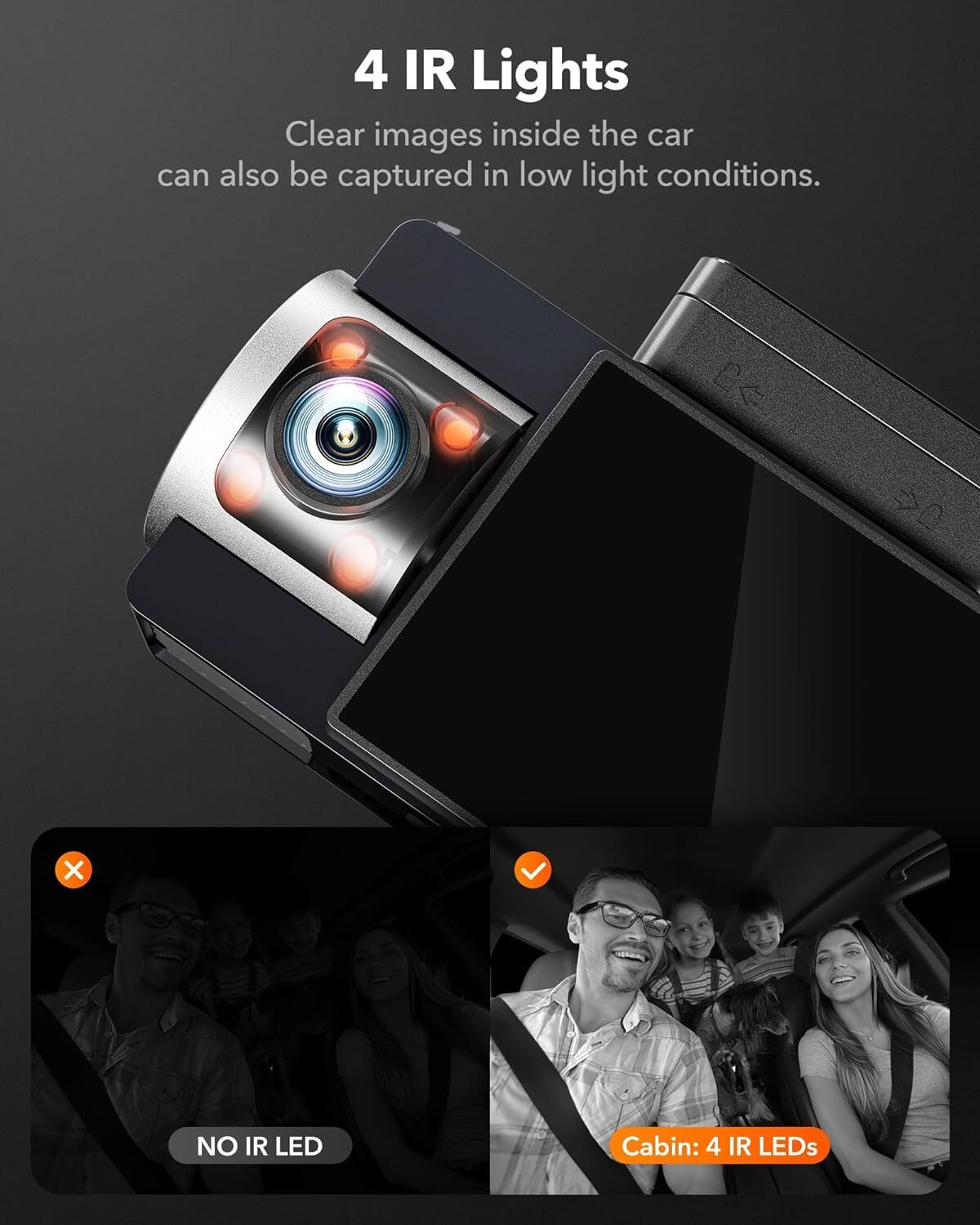 WOLFBOX i17 3 Channel 4K Dash Cam Built-in 5G WiFi GPS Front and Rear Inside