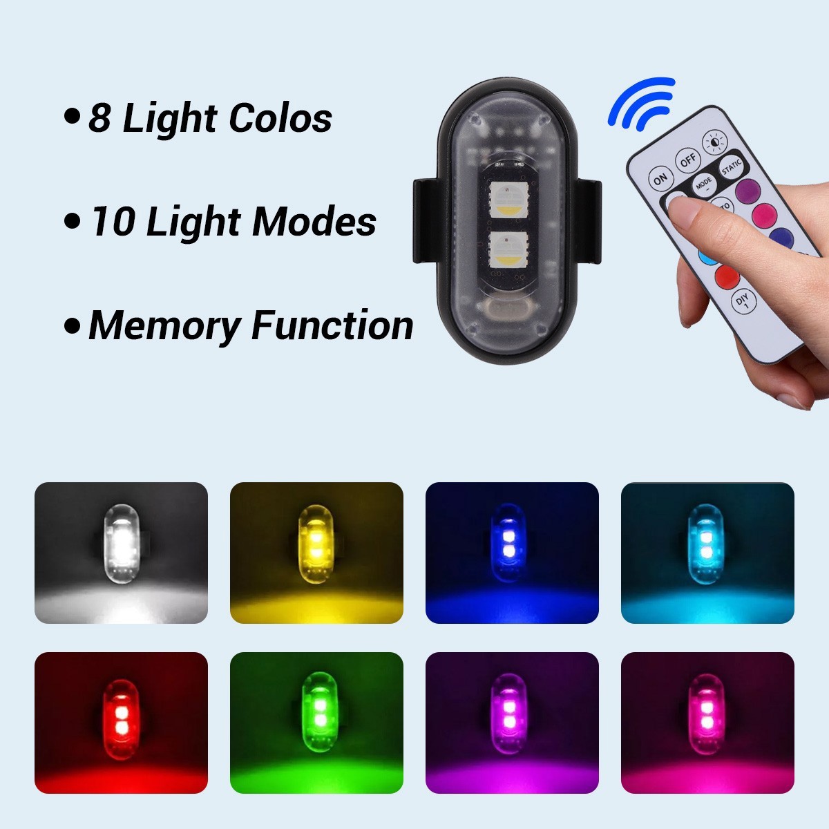 RGB Led Car Ambient Lights Rechargeable Wireless Car Light With Remote Control