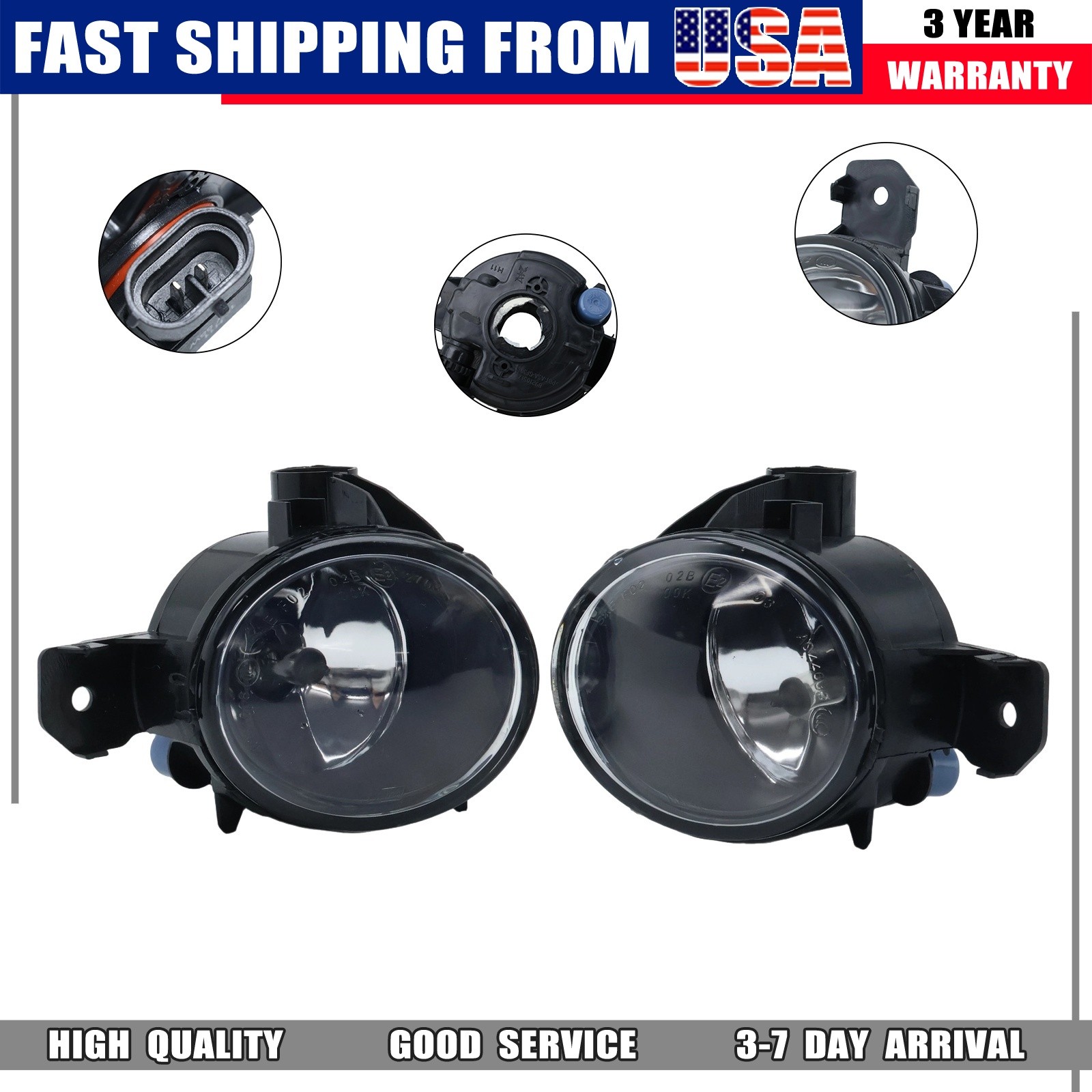 New Warm White Fog Lights w/Bulbs Left Right Pair Fits 07-13 BMW X5 E70 X3