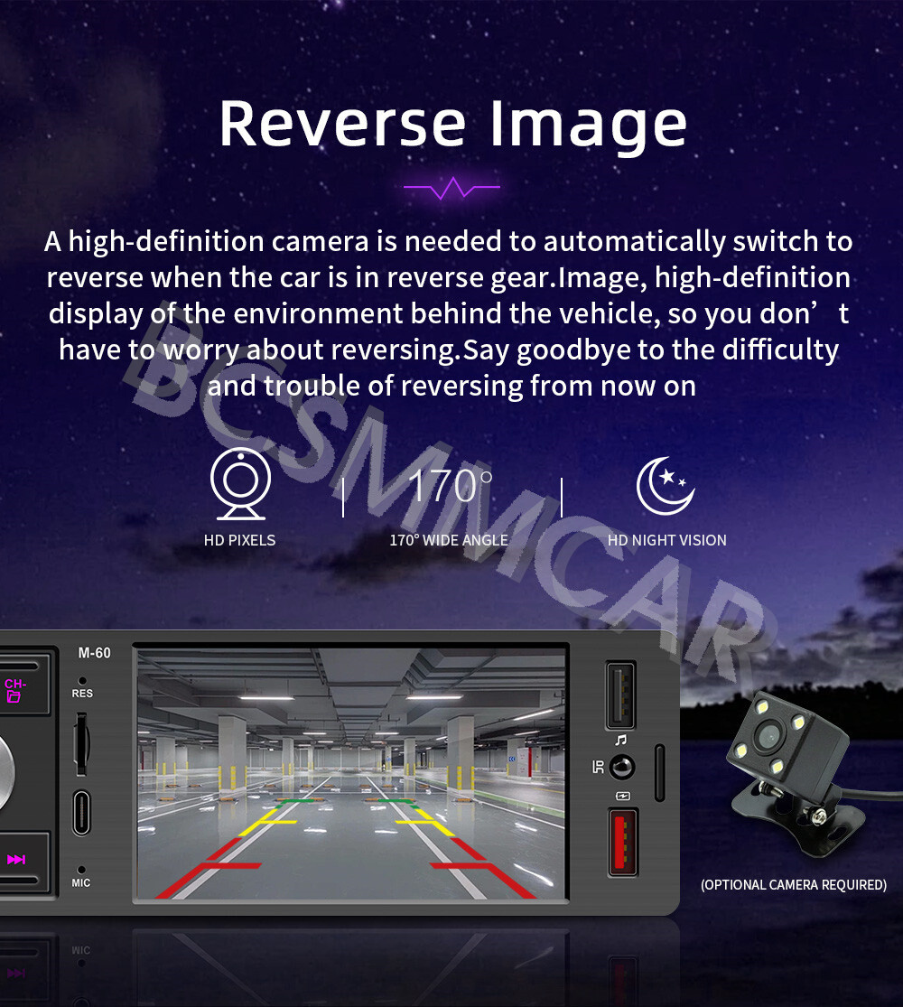 4.1″ 1DIN Car Stereo Radio Bluetooth Touchscreen FM MP5 Player For Apple Carplay