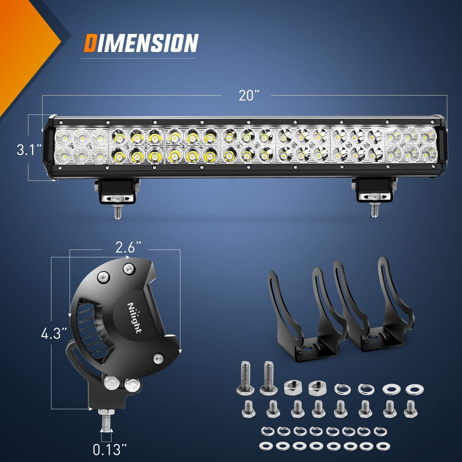 Nilight Led Light Bar 22Inch 480W Triple Row Flood Spot Combo Waterproof