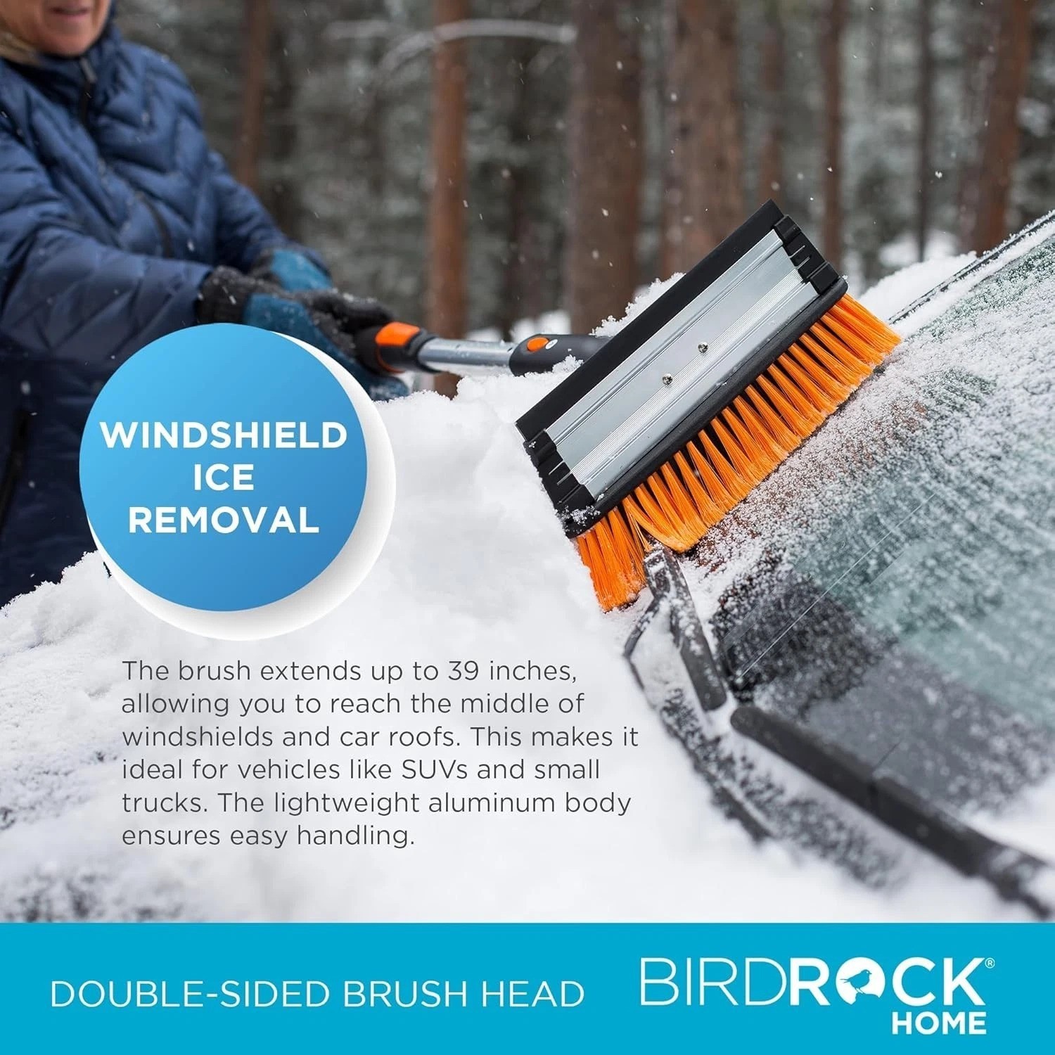 Snow Brush & Ice Scraper Combo: 39″ Extendable Design for All Winter Conditions