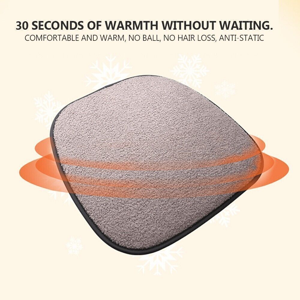 Gray Car Heated Seat Cover Single Cushion Heating Warm Cushion Short Plush Pad