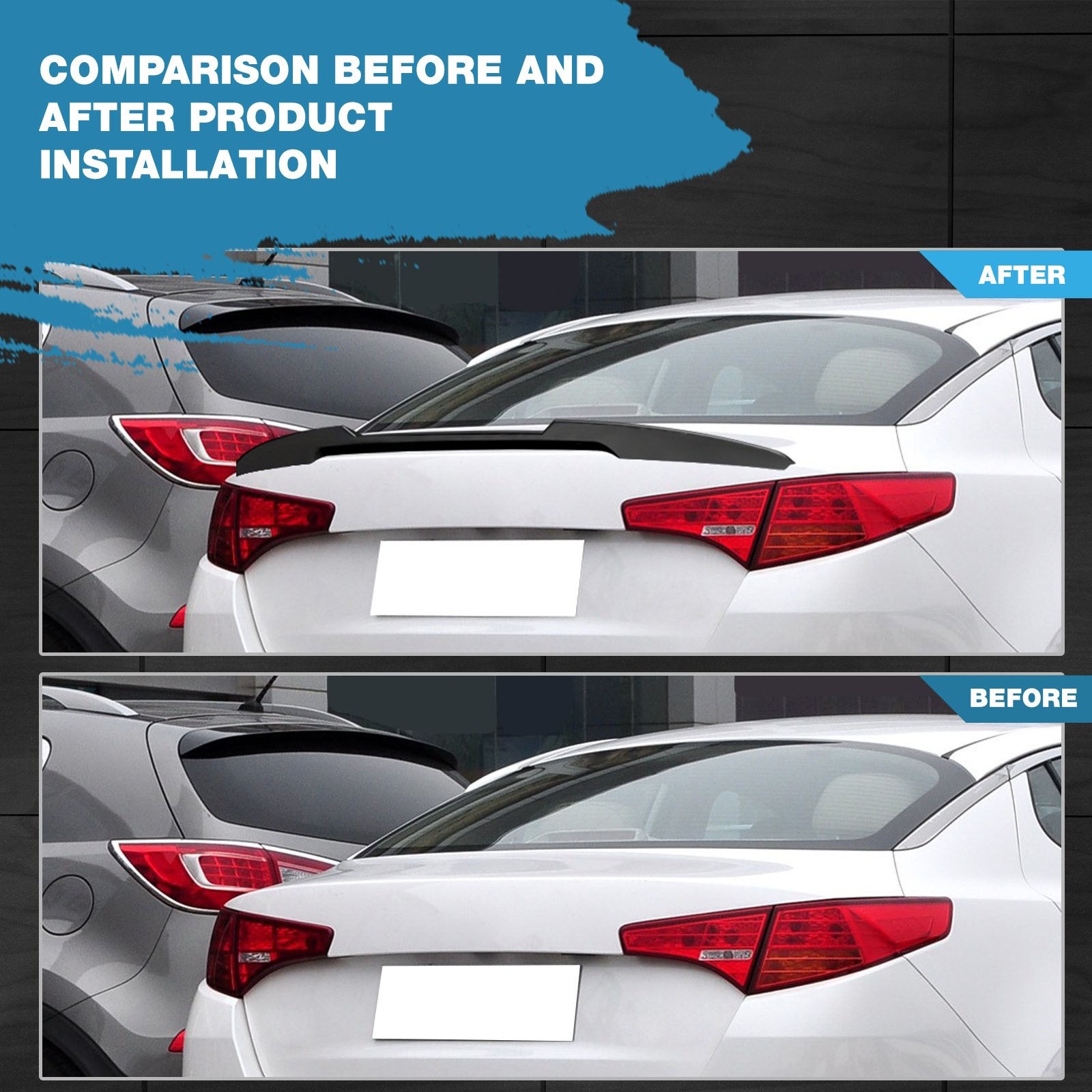 For Kia Optima 2011-2013 V-Style Matte Black ABS Rear Lid Spoiler Wing Trim