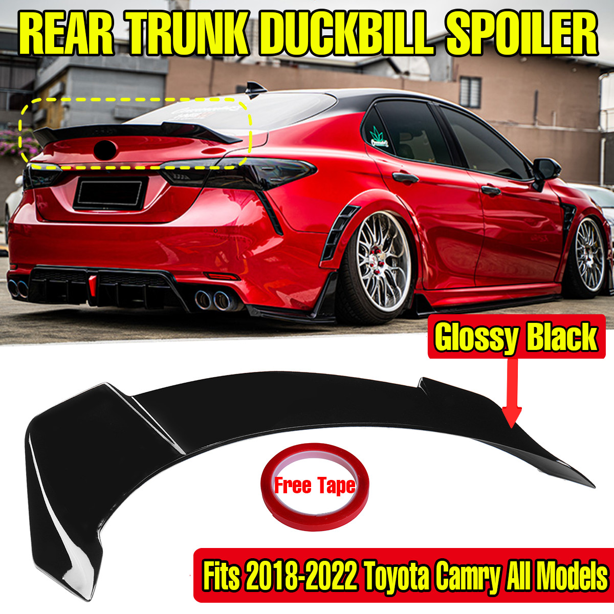 For Toyota Camry 2018-2023 LE L SE XSE XLE Rear Ducktail Trunk Spoiler Wing