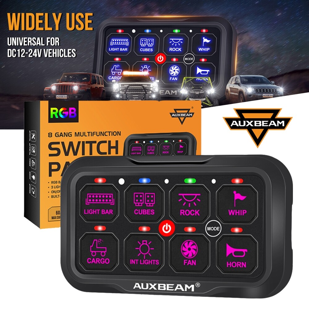AUXBEAM AR-800 RGB 8 Gang Switch Panel bluetooth APP For Nissan Xterra 2005-2015