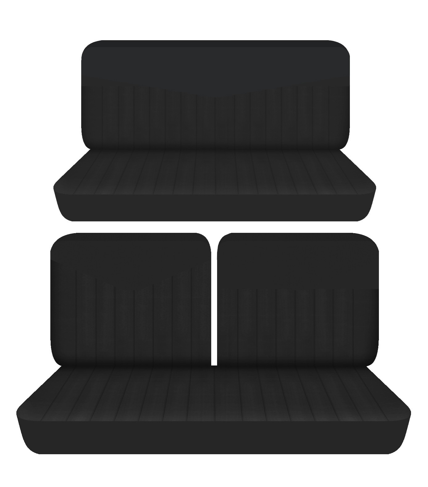 Fits 1949 to 1951 Ford Custom 2 Dr Front 50-50 top Rear bench seat covers black