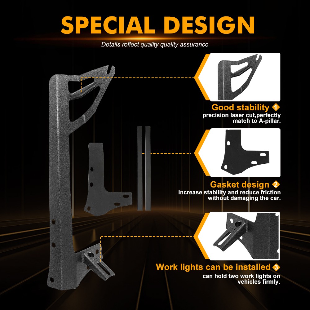 52″ LED Work Light Bar+4″ Light Pods+Mounting Bracket For Jeep Wrangler JK 07-18