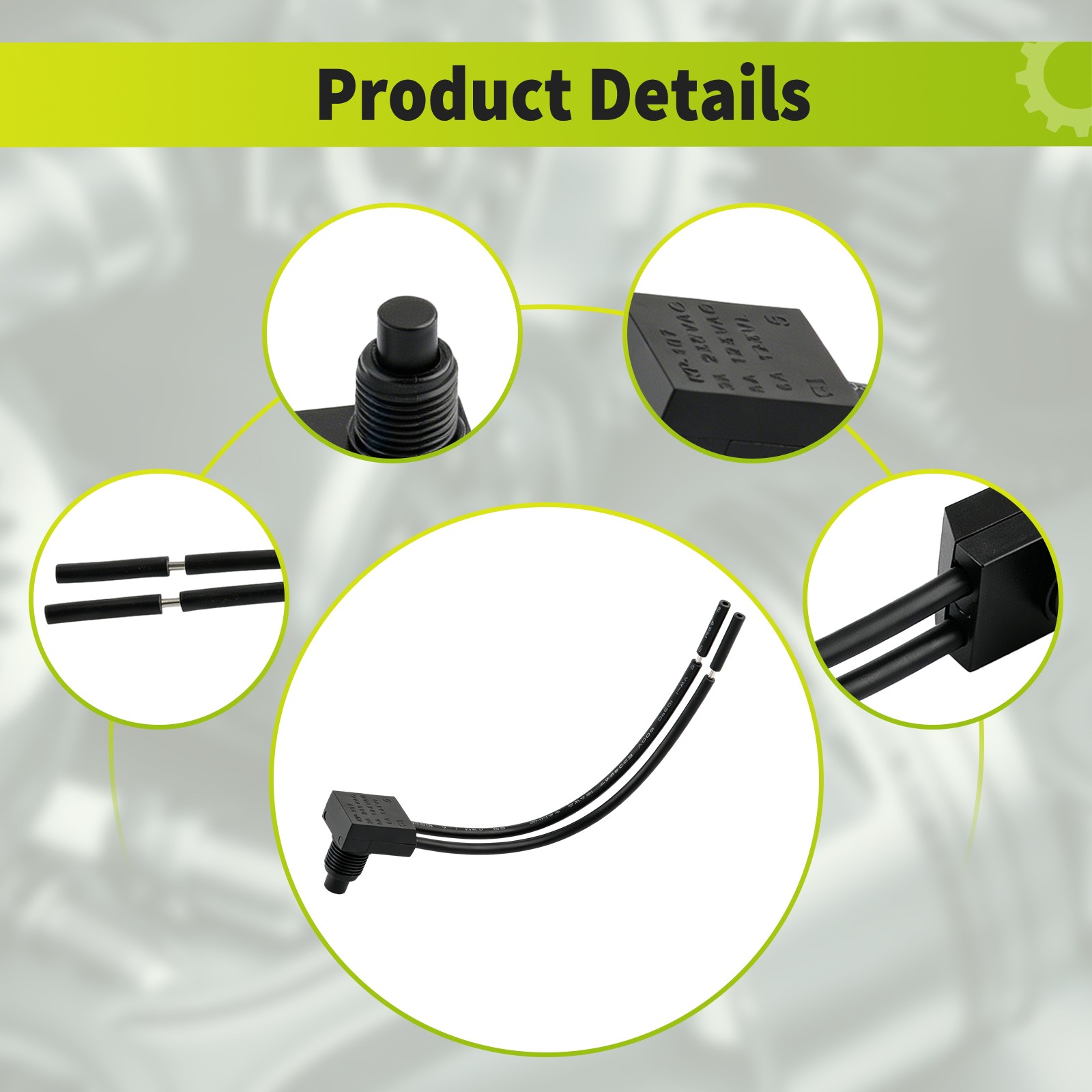 5pcs 12V 4″ Wire Leads Waterproof On-Off Push-Button Switch for Motorcycle Car