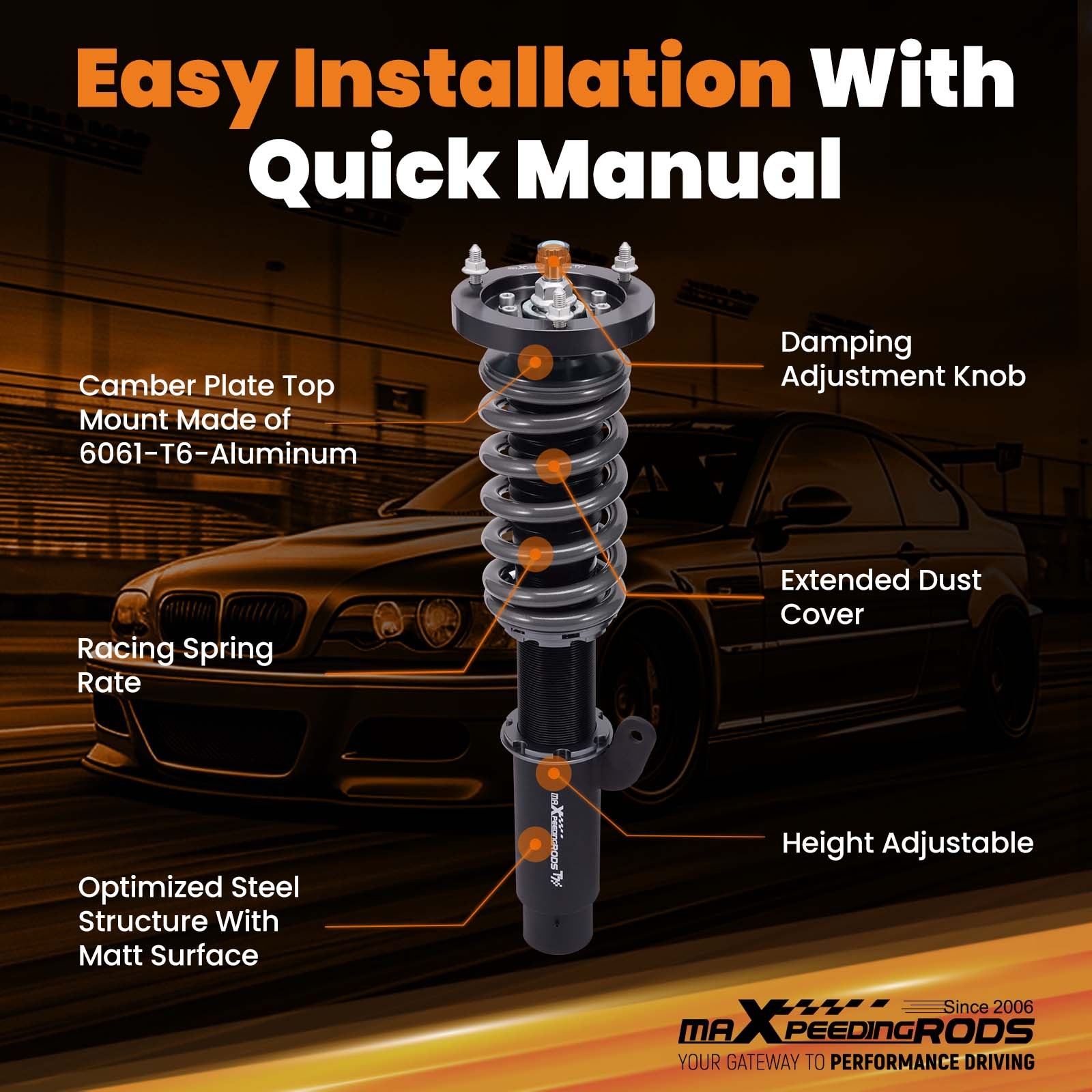 MaXpeedingrods Coilovers Suspension Kit For BMW E46 320i 325i 328i Shock Struts