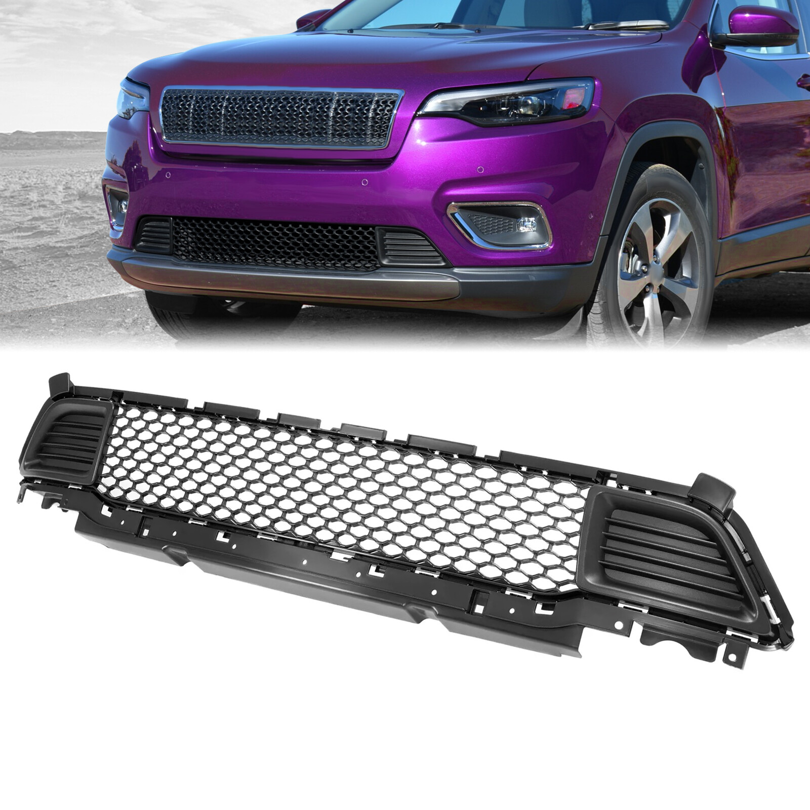 For Jeep Cherokee 2019-2023 Front Bumper Lower Grille Honeycomb Style Grill