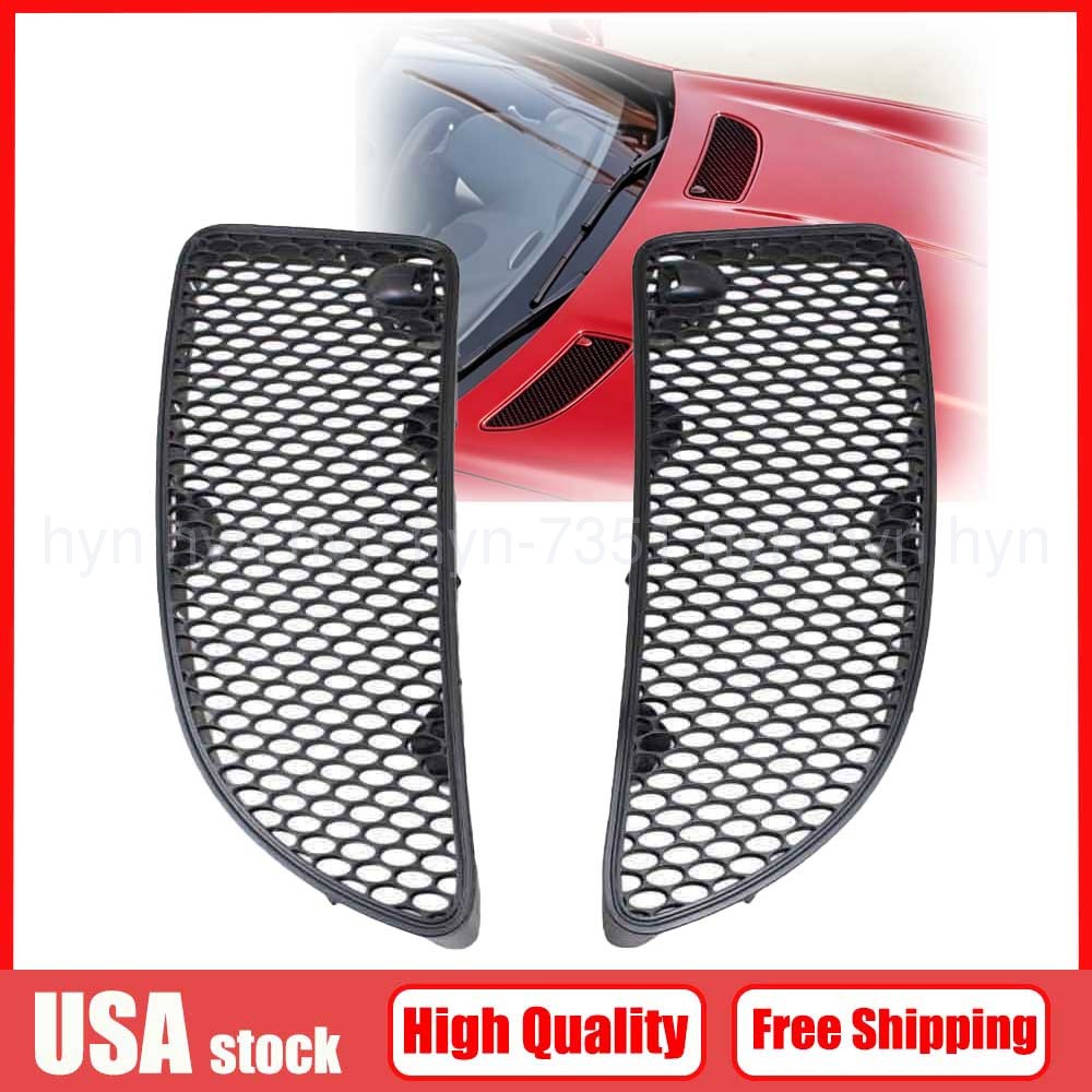 2PCS Front Hood Grille Cover For Mercedes-Benz 05-11 SLK55 AMG SLK200 SLK350