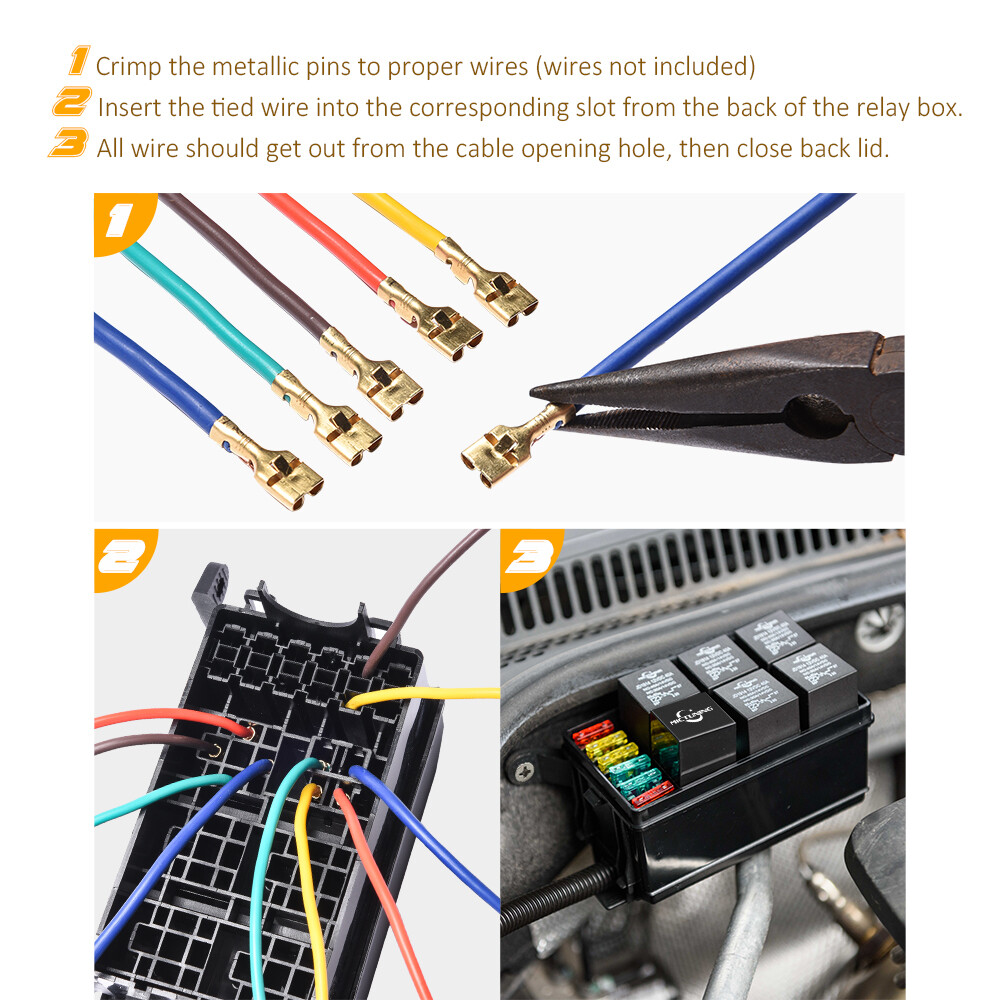 Auto Relay Fuse Box Block Universal Relay 6 6 ATC/ATO Fuses Accessory Waterproof