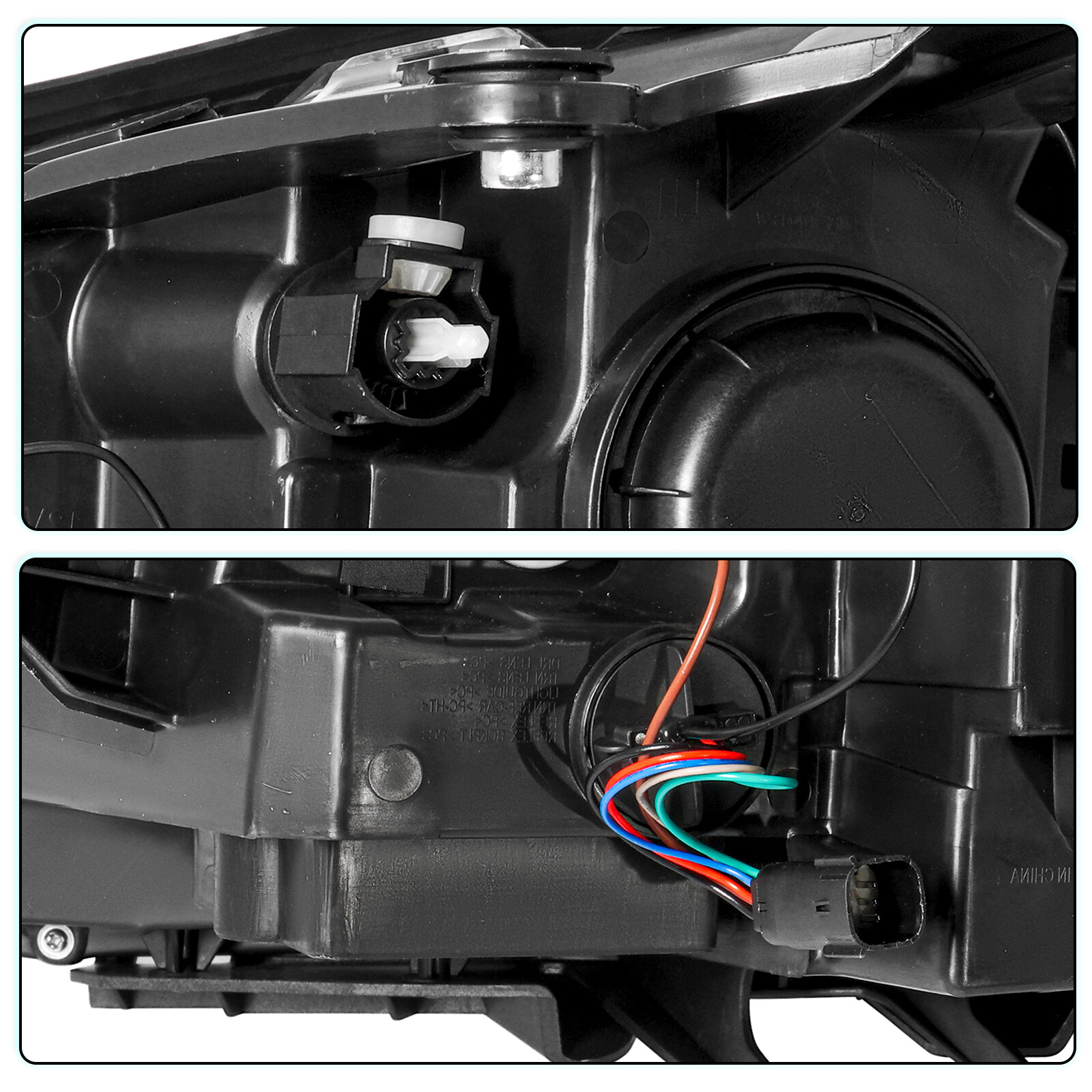 For 2013-2016 GMC Acadia Halogen Projector Black W/Bulbs Headlights Assembly SET