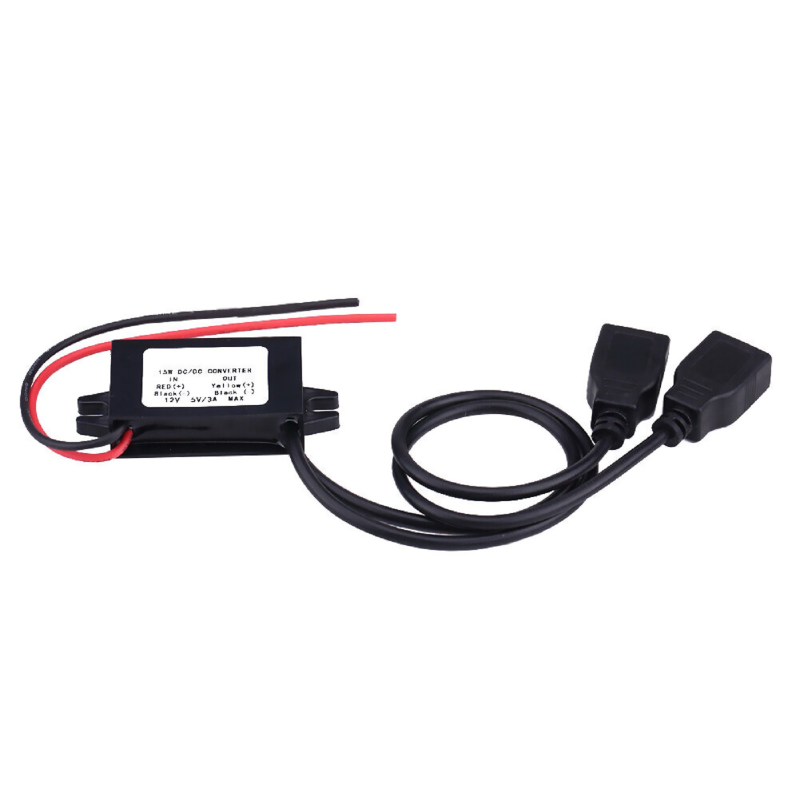 DC-DC 12V to 5V Car Dual USB Charger Adapter Power Converter Module Step Down