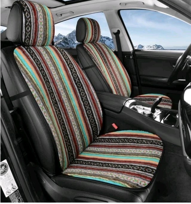 Boho Baja Fluffy Plush Cute Front Car Seat Cushion – Warm Fuzzy Short Hair Faux