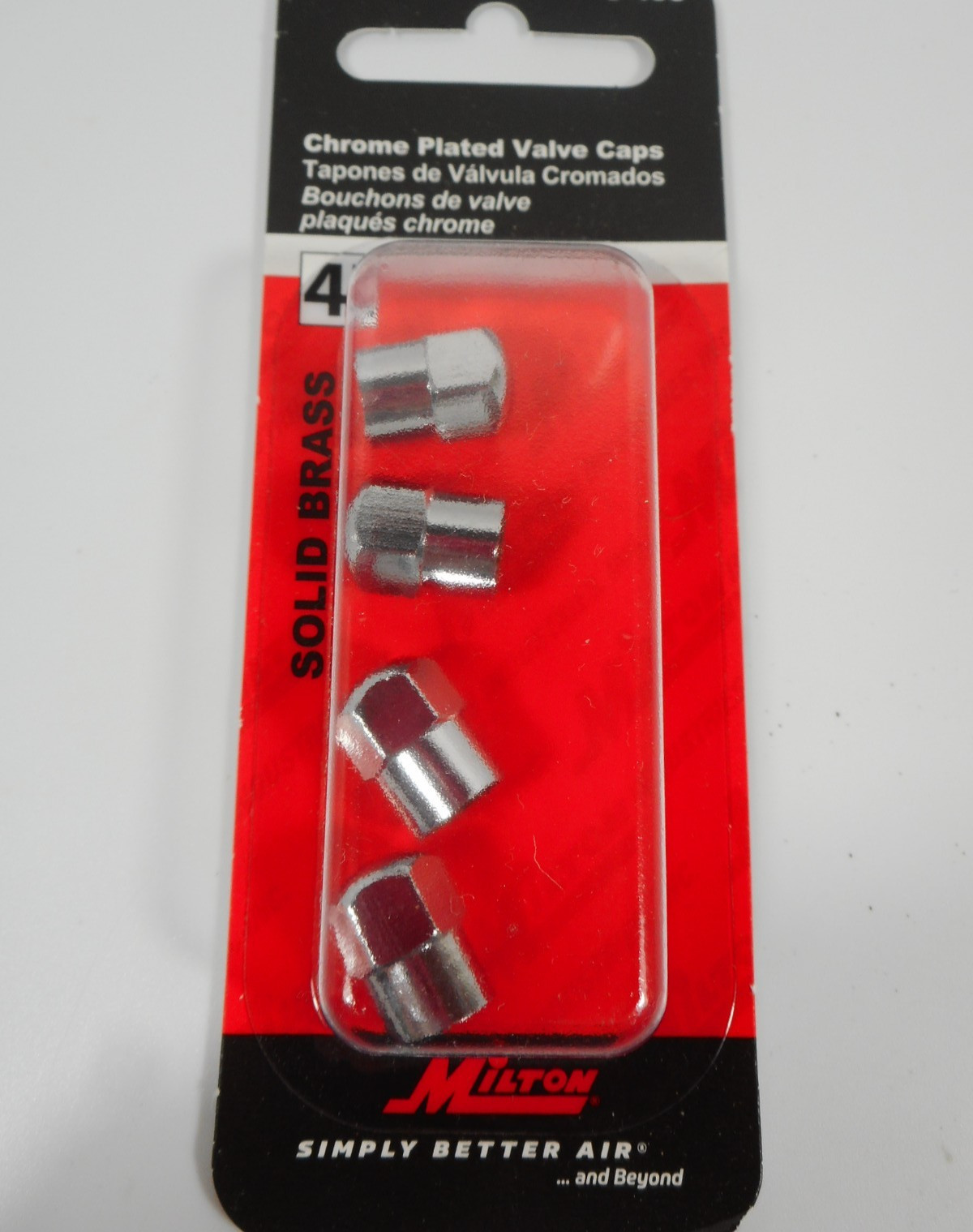 Milton Chrome Plated Solid Brass Valve Caps Hex Head O Ring Sealed Tire Ac