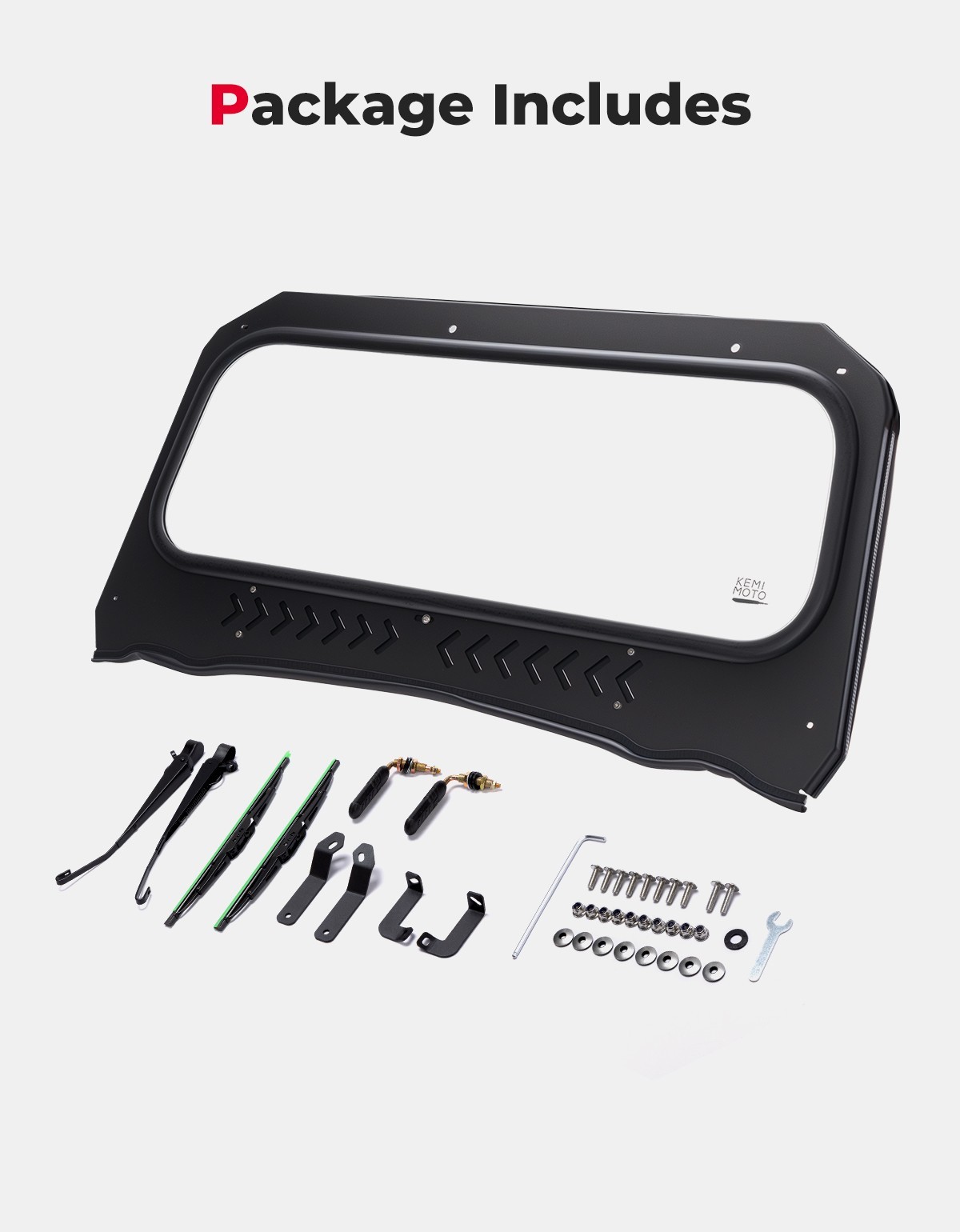 UTV Glass Windshield W/ Vents+ Dual Manual Wipers for Polaris General XP 1000 4