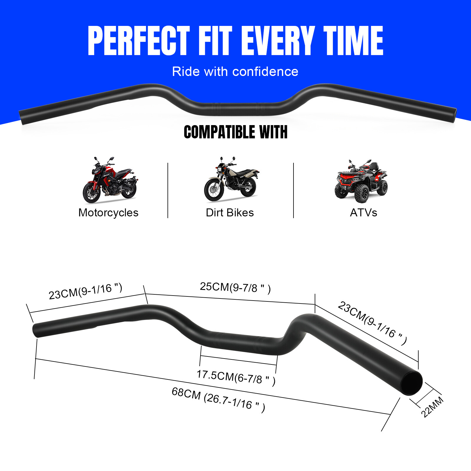 7/8″ 22mm Tracker Drag Handlebar Chrome For Honda Rebel CMX 1100 250 300 450 500